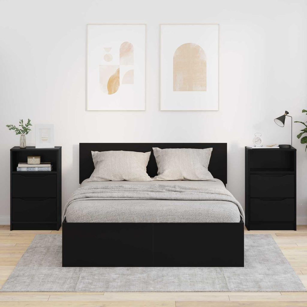vidaXL Szafki nocne 2 szt. Czarny 40 x 30 x 467 cm Drewno inżynieryjne