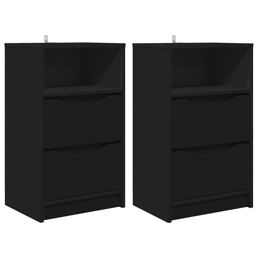vidaXL Szafki nocne z szufladą 2 pcs Czarny 40 x 30 x 467 cm
