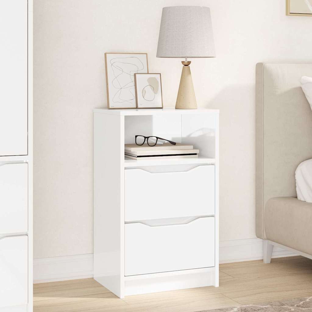 vidaXL Stolik nocny z szufladą Wysoki połysk biały 40 x 30 x 467 cm