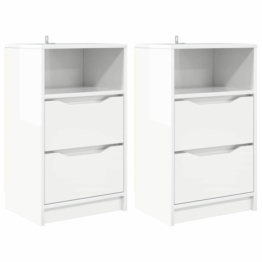 vidaXL Szafki nocne 2 pcs Wysoki połysk biały 40 x 30 x 467 cm