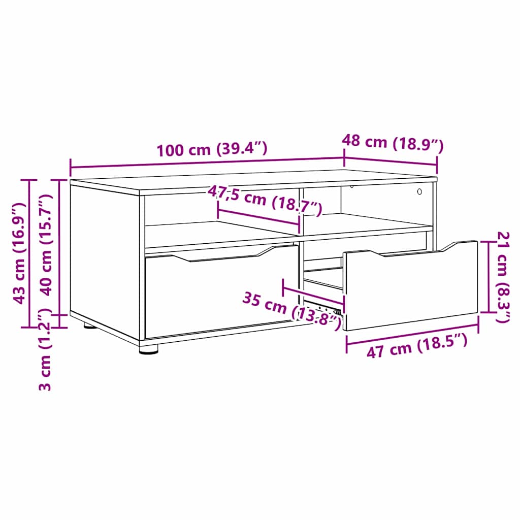 vidaXL Szafka pod telewizor z szufladą Dąb Sonoma 100 x 48 x 43 cm