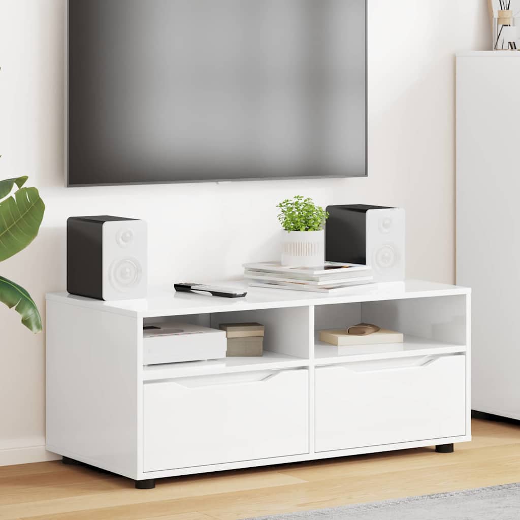vidaXL Szafka pod telewizor Wysoki połysk biały 100 x 48 x 43 cm