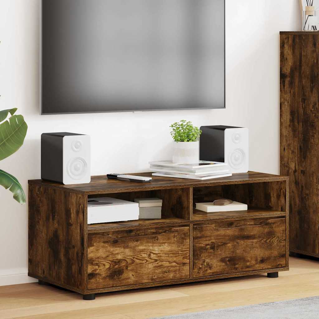 vidaXL Szafka pod telewizor z szufladą Dąb wędzony 100 x 48 x 43 cm