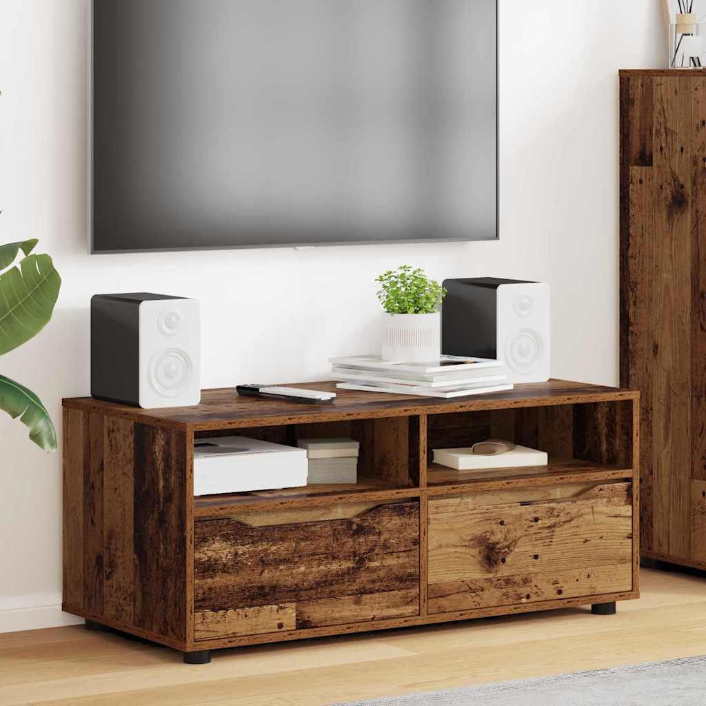vidaXL Szafka pod telewizor z szufladą Stare drewno 100 x 48 x 43 cm