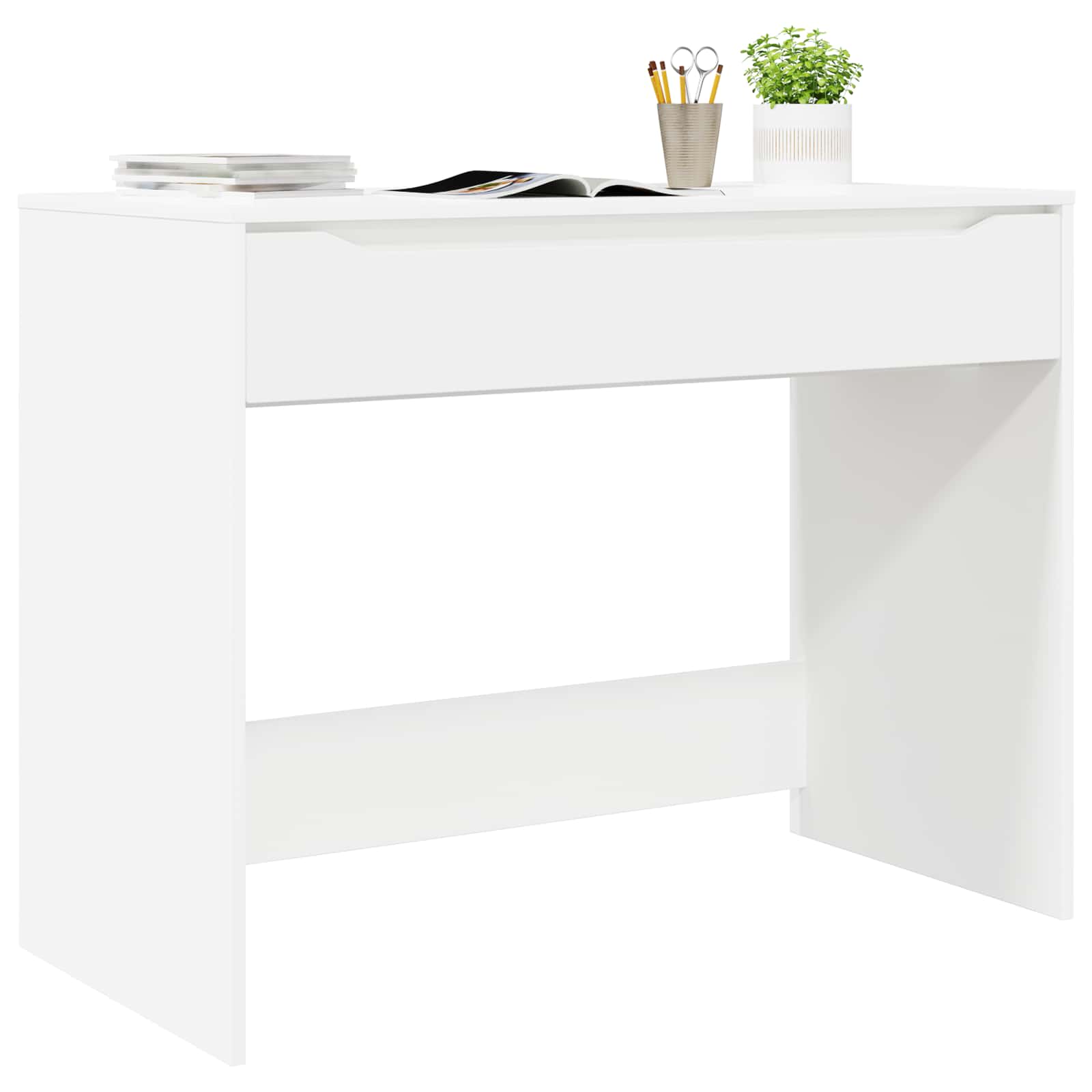 vidaXL Biurko z szufladą Biały 100 x 50 x 78 cm Drewno inżynieryjne