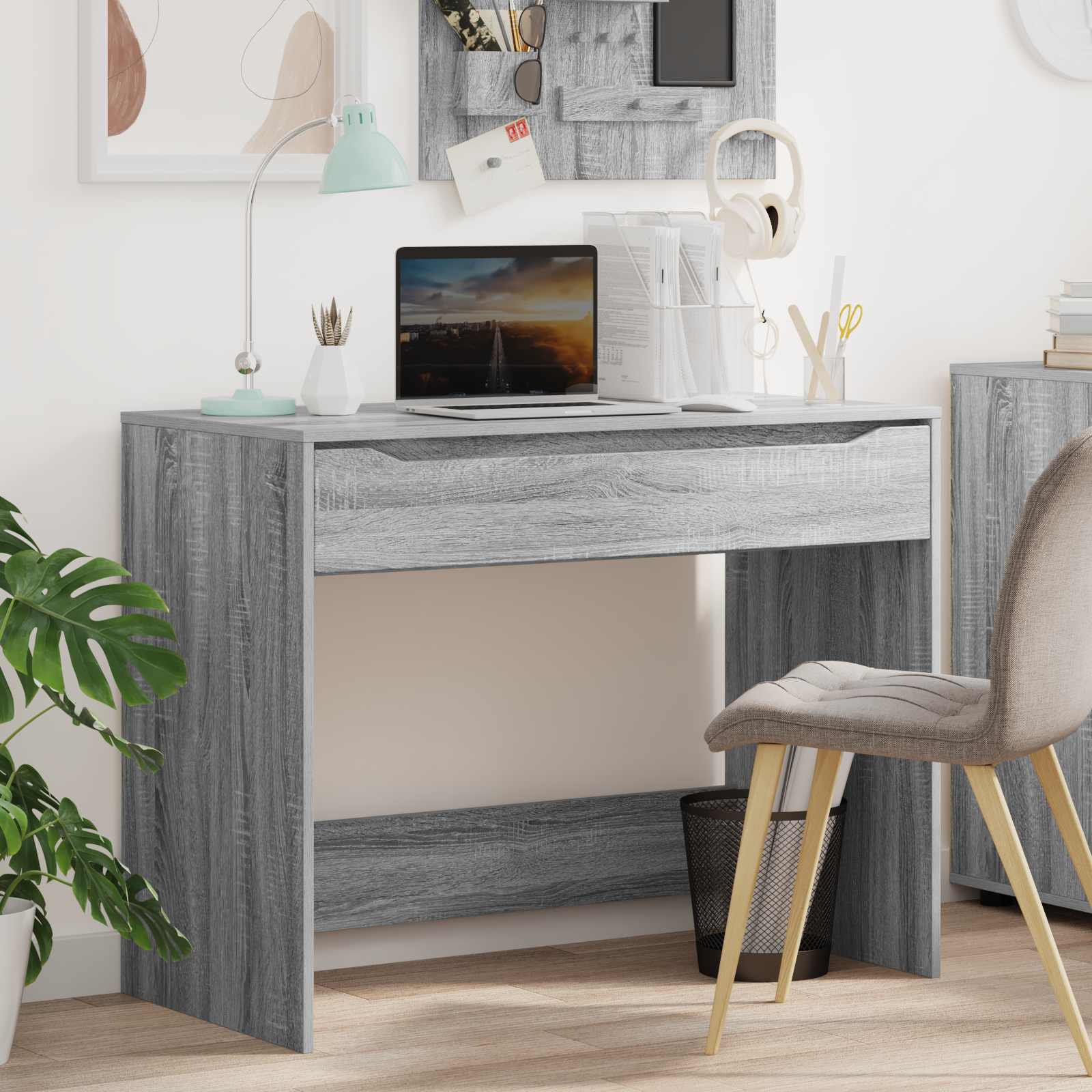 vidaXL Biurko Szary Sonoma 100 x 50 x 78 cm Drewno inżynieryjne