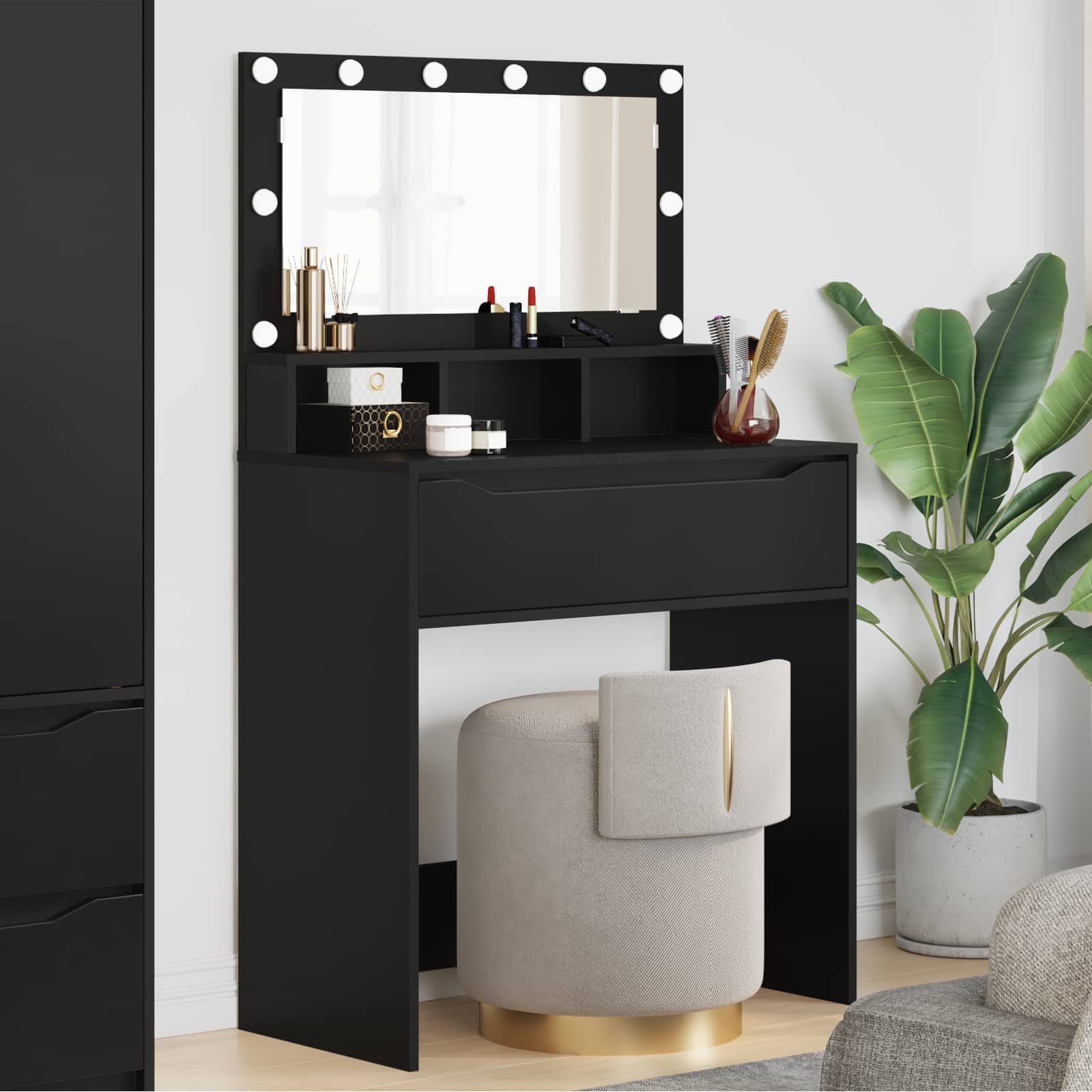 vidaXL Toaletki do sypialni Czarny 80 x 39,6 x 135 cm