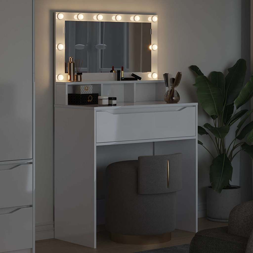 vidaXL Toaletki do sypialni Wysoki połysk biały 80 x 39,6 x 135 cm