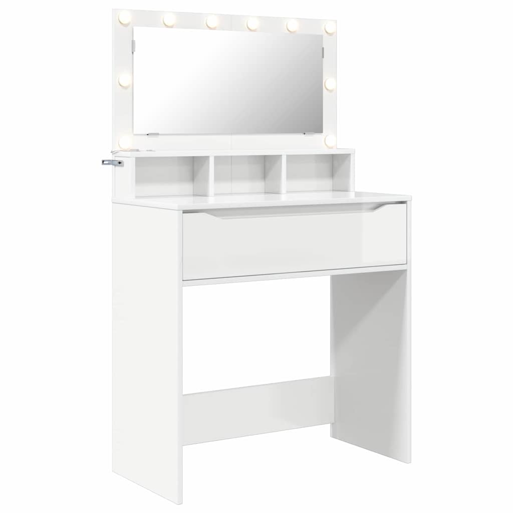 vidaXL Toaletki do sypialni Wysoki połysk biały 80 x 39,6 x 135 cm