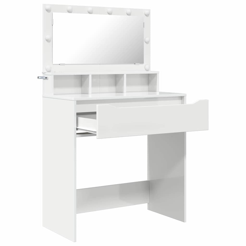 vidaXL Toaletki do sypialni Wysoki połysk biały 80 x 39,6 x 135 cm