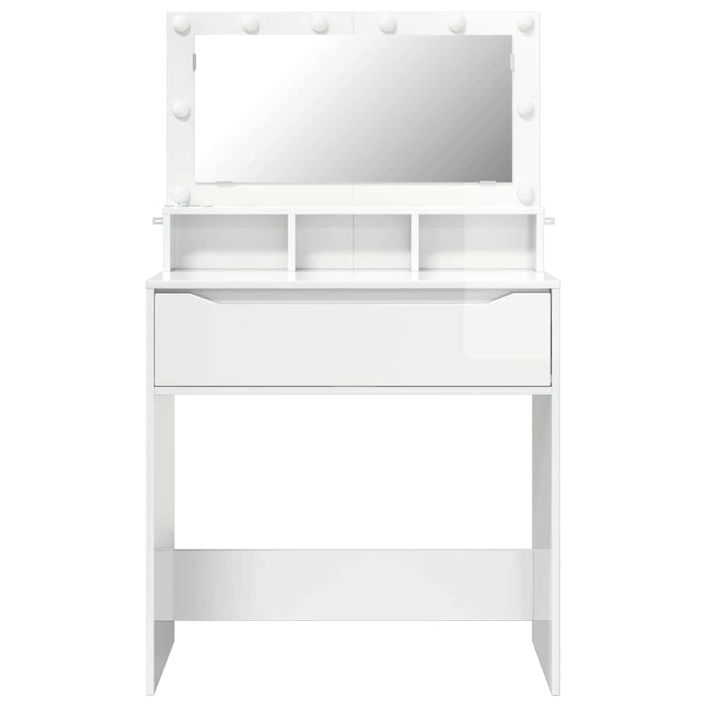 vidaXL Toaletki do sypialni Wysoki połysk biały 80 x 39,6 x 135 cm
