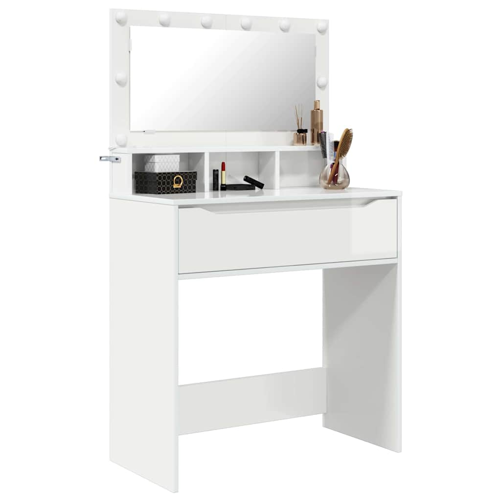 vidaXL Toaletki do sypialni Wysoki połysk biały 80 x 39,6 x 135 cm