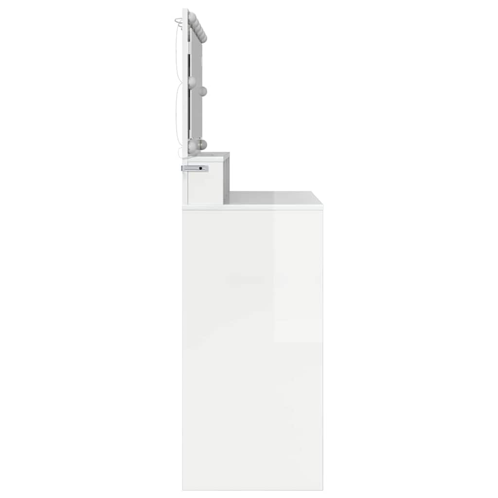 vidaXL Toaletki do sypialni Wysoki połysk biały 80 x 39,6 x 135 cm
