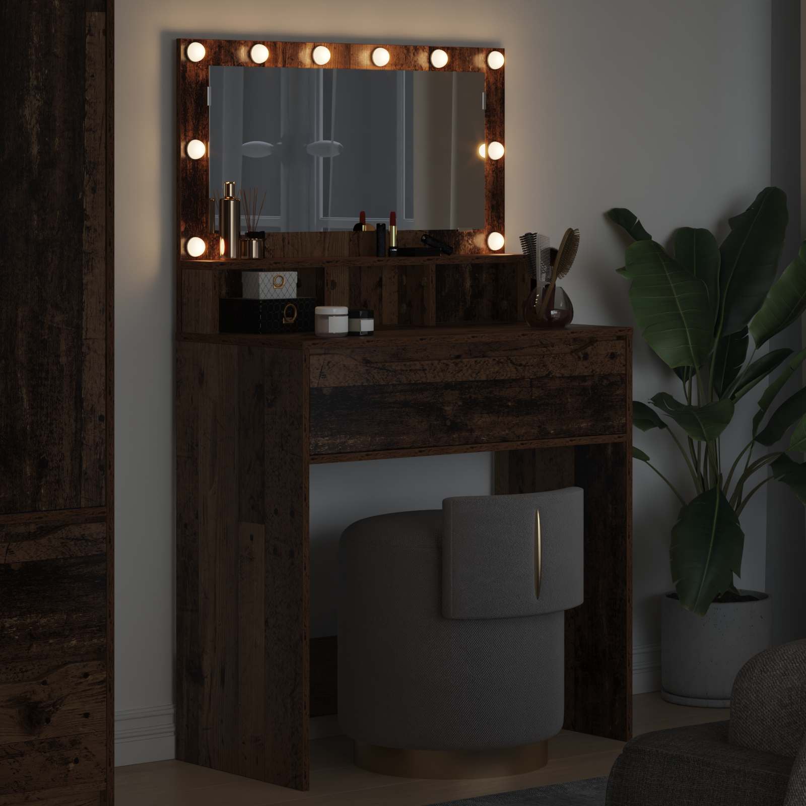 vidaXL Toaletki do sypialni Stare drewno 80 x 39,6 x 135 cm