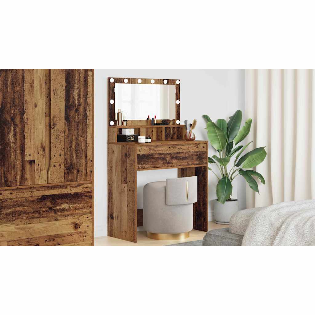 vidaXL Toaletki do sypialni z szufladą Stare drewno 80 x 39,6 x 135 cm