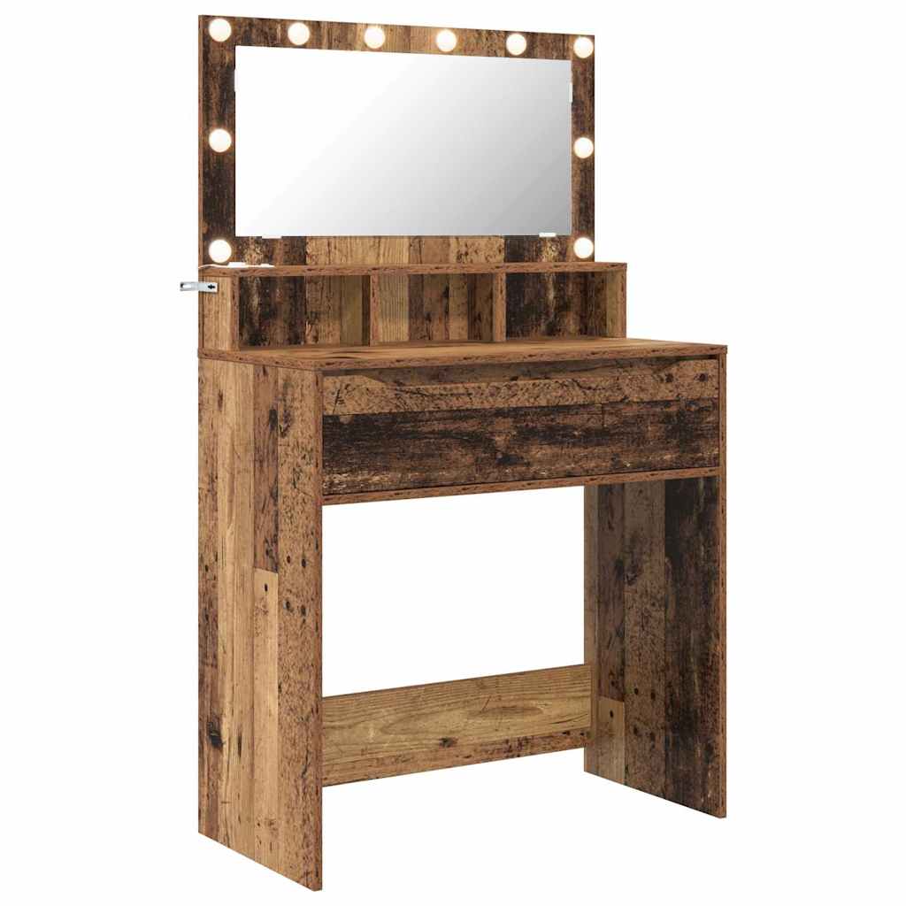 vidaXL Toaletki do sypialni z szufladą Stare drewno 80 x 39,6 x 135 cm