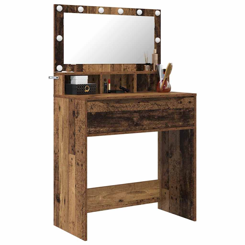vidaXL Toaletki do sypialni z szufladą Stare drewno 80 x 39,6 x 135 cm