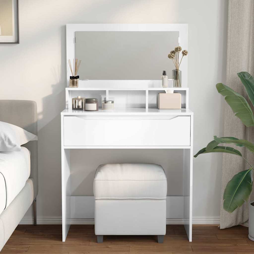 vidaXL Toaletki do sypialni Wysoki połysk biały 80 x 39,6 x 135 cm