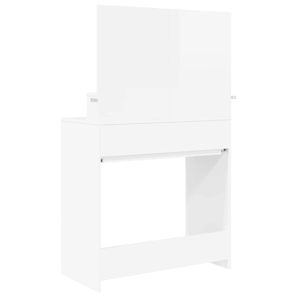 vidaXL Toaletki do sypialni Wysoki połysk biały 80 x 39,6 x 135 cm