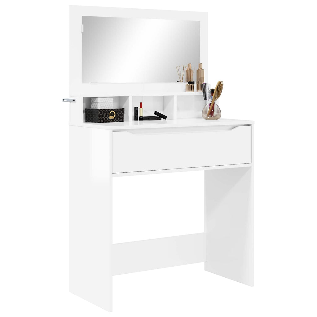 vidaXL Toaletki do sypialni Wysoki połysk biały 80 x 39,6 x 135 cm