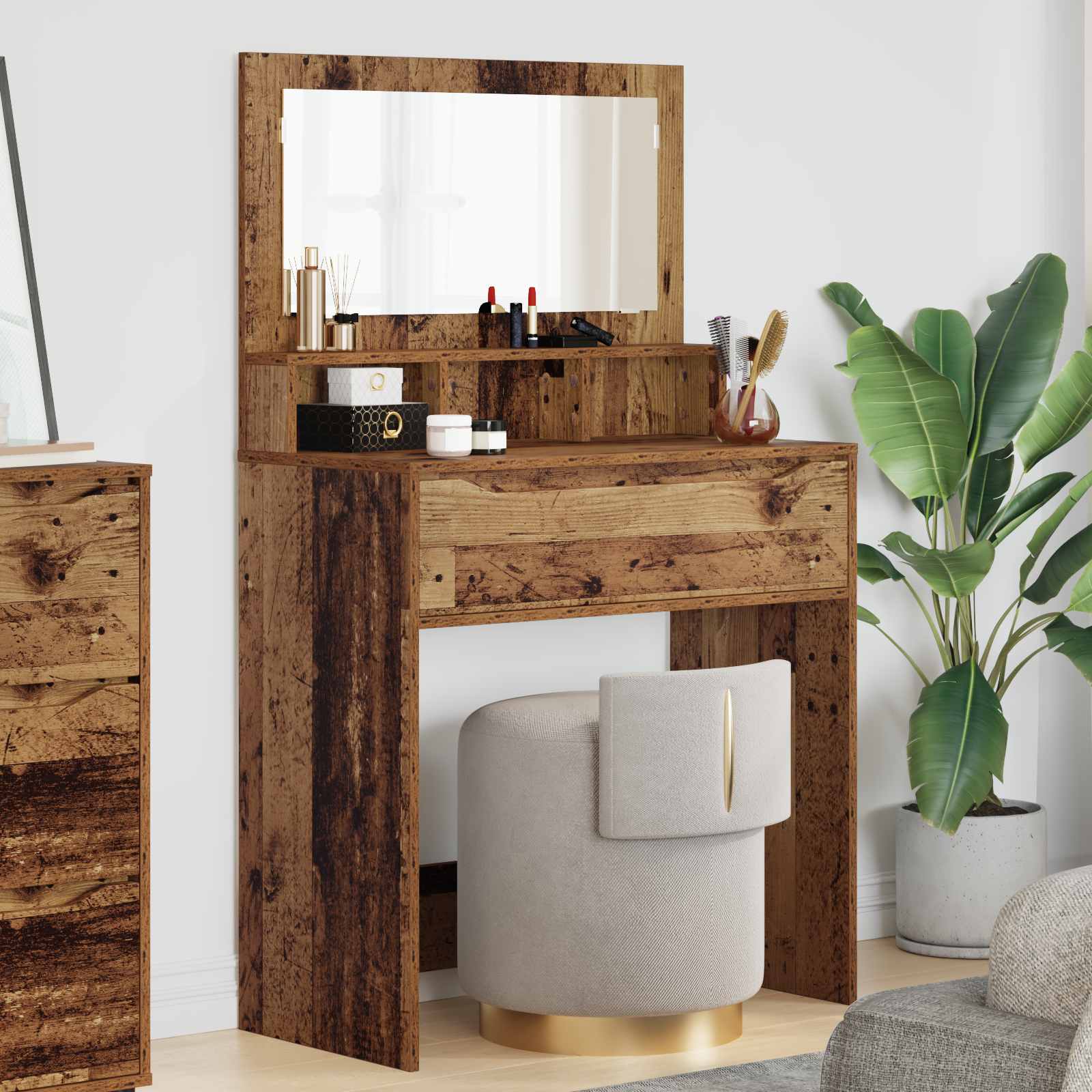 vidaXL Toaletki do sypialni Stare drewno 80 x 39,6 x 135 cm