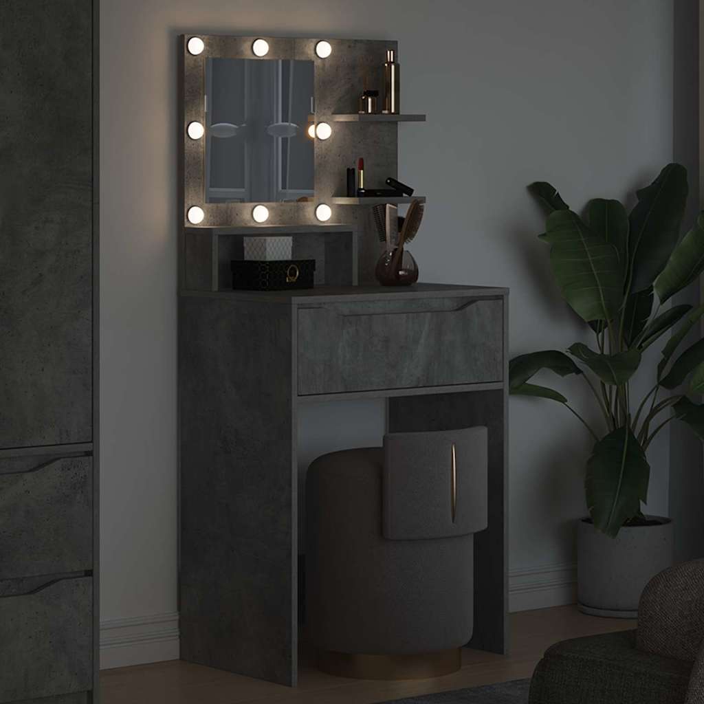 vidaXL Toaletki do sypialni z półką Betonowy szary 80 x 39,6 x 135 cm