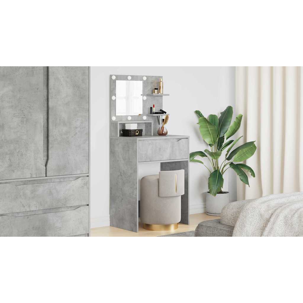 vidaXL Toaletki do sypialni z półką Betonowy szary 80 x 39,6 x 135 cm