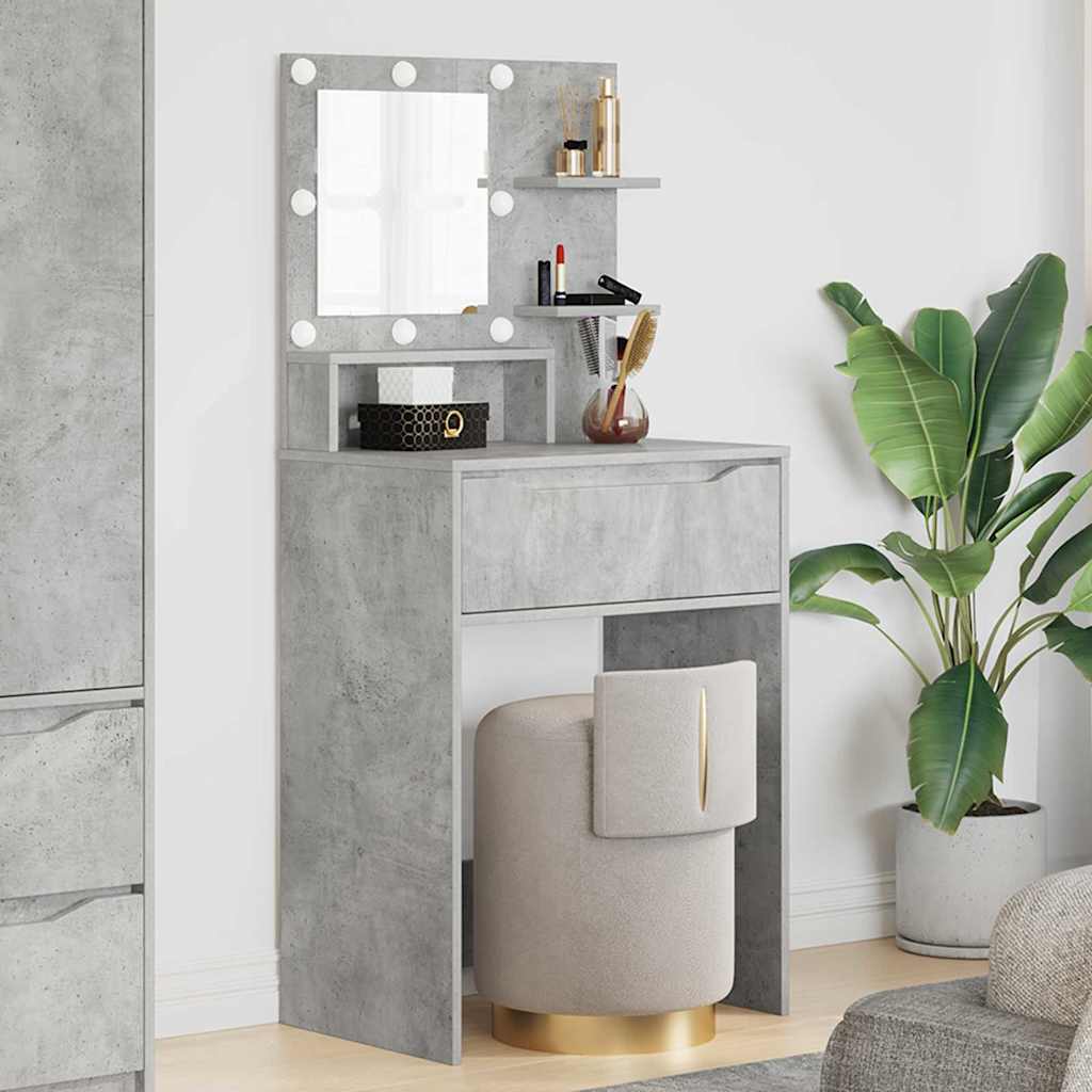 vidaXL Toaletki do sypialni z półką Betonowy szary 80 x 39,6 x 135 cm