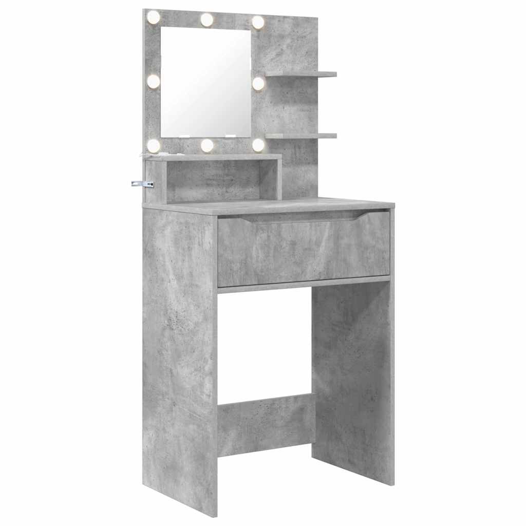 vidaXL Toaletki do sypialni z półką Betonowy szary 80 x 39,6 x 135 cm