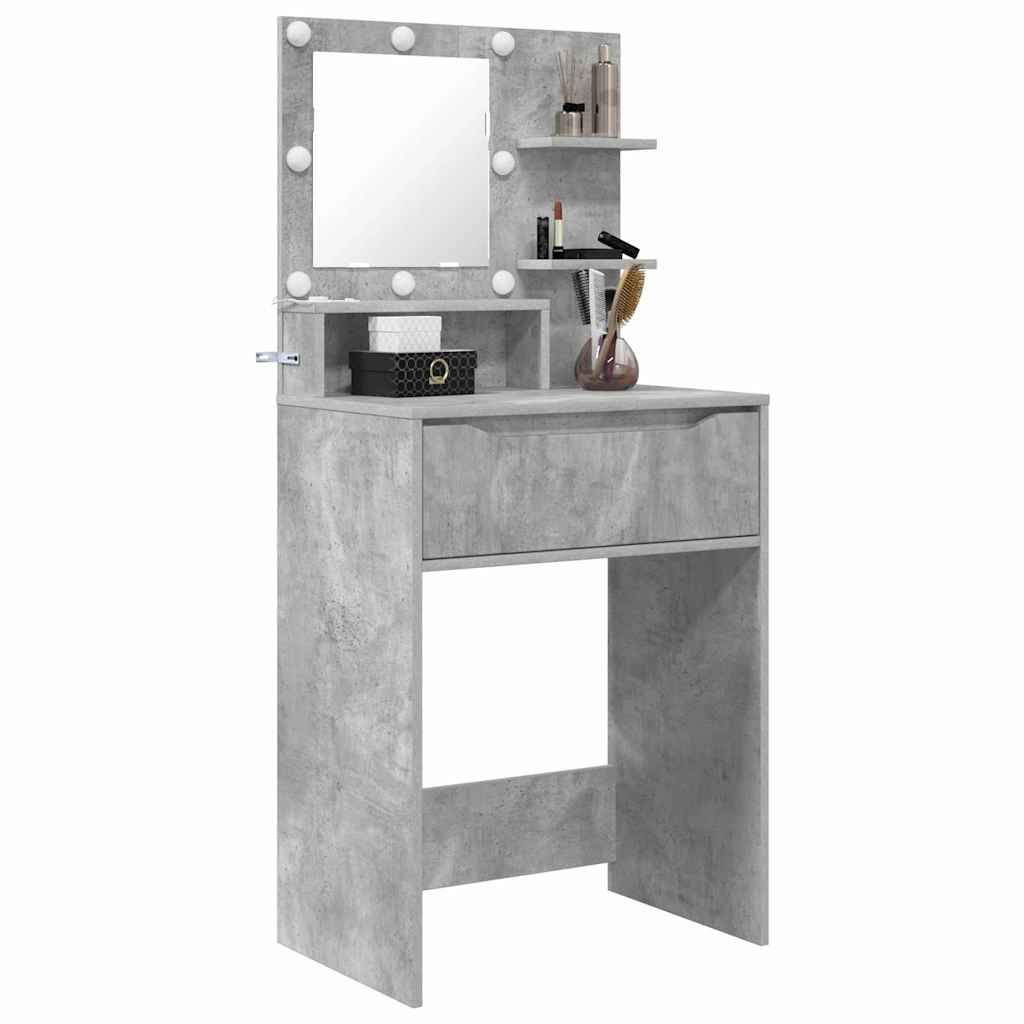 vidaXL Toaletki do sypialni z półką Betonowy szary 80 x 39,6 x 135 cm
