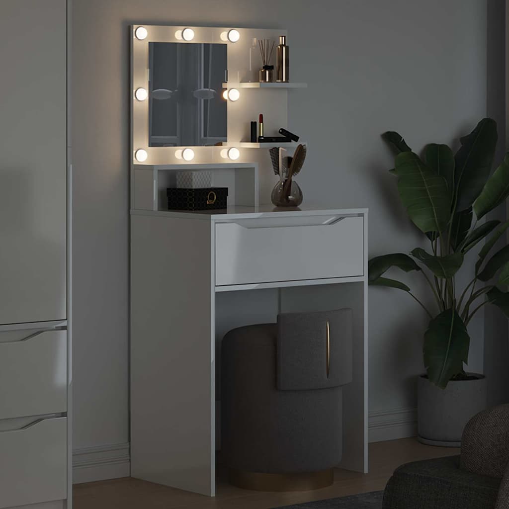 vidaXL Toaletki do sypialni Wysoki połysk biały 80 x 39,6 x 135 cm