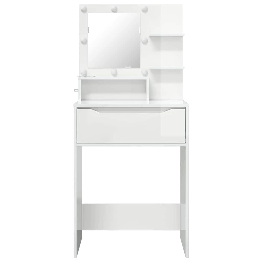vidaXL Toaletki do sypialni Wysoki połysk biały 80 x 39,6 x 135 cm