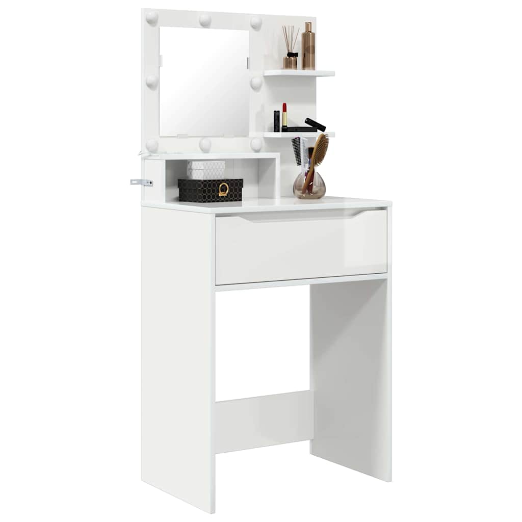 vidaXL Toaletki do sypialni Wysoki połysk biały 80 x 39,6 x 135 cm