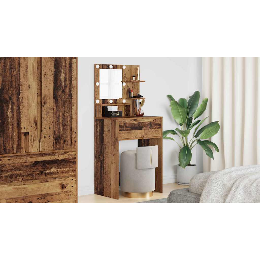 vidaXL Toaletki do sypialni z szufladą Stare drewno 80 x 39,6 x 135 cm