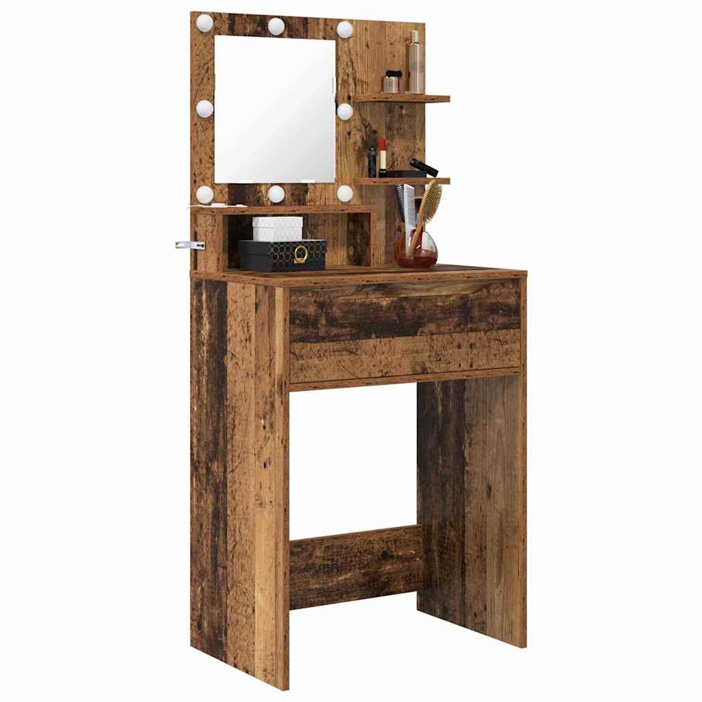 vidaXL Toaletki do sypialni z szufladą Stare drewno 80 x 39,6 x 135 cm
