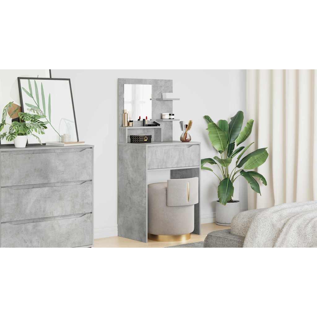 vidaXL Toaletki do sypialni z półką Betonowy szary 80 x 39,6 x 135 cm