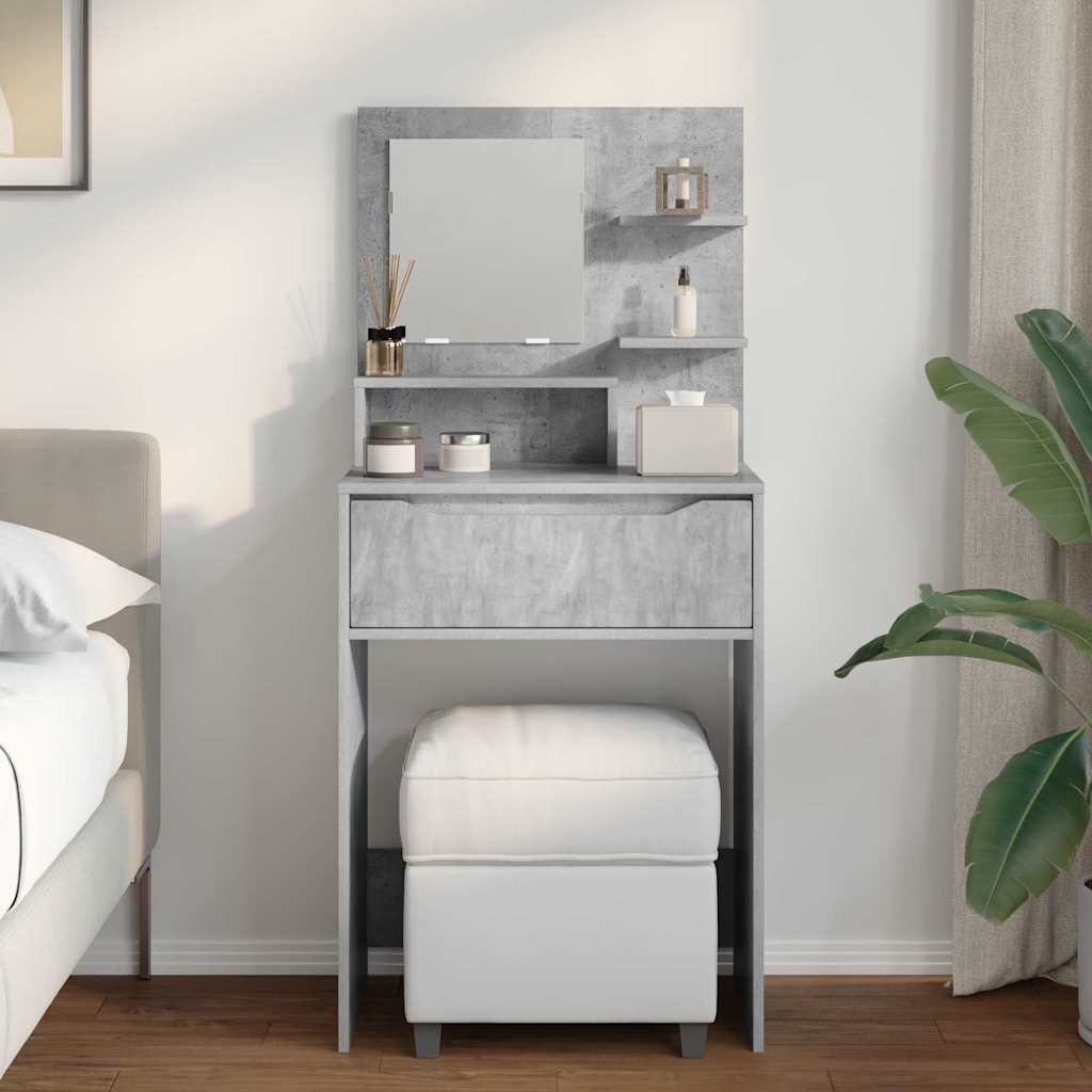 vidaXL Toaletki do sypialni z półką Betonowy szary 80 x 39,6 x 135 cm