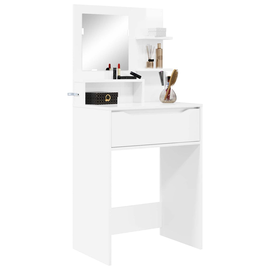 vidaXL Toaletki do sypialni Wysoki połysk biały 80 x 39,6 x 135 cm