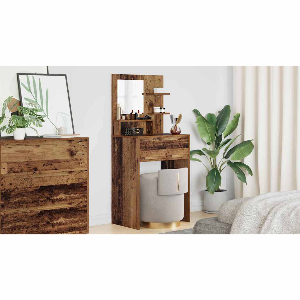 vidaXL Toaletki do sypialni z szufladą Stare drewno 80 x 39,6 x 135 cm