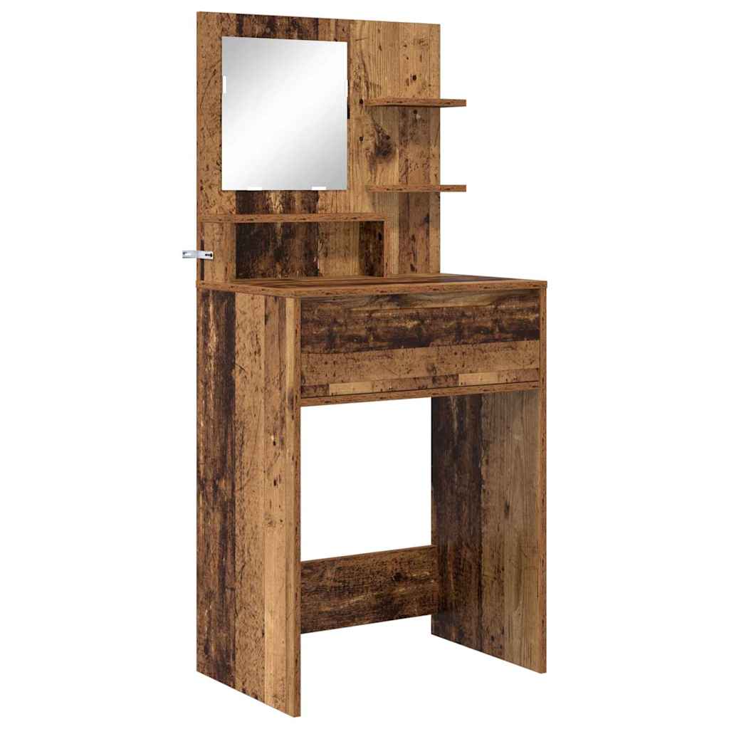 vidaXL Toaletki do sypialni z szufladą Stare drewno 80 x 39,6 x 135 cm