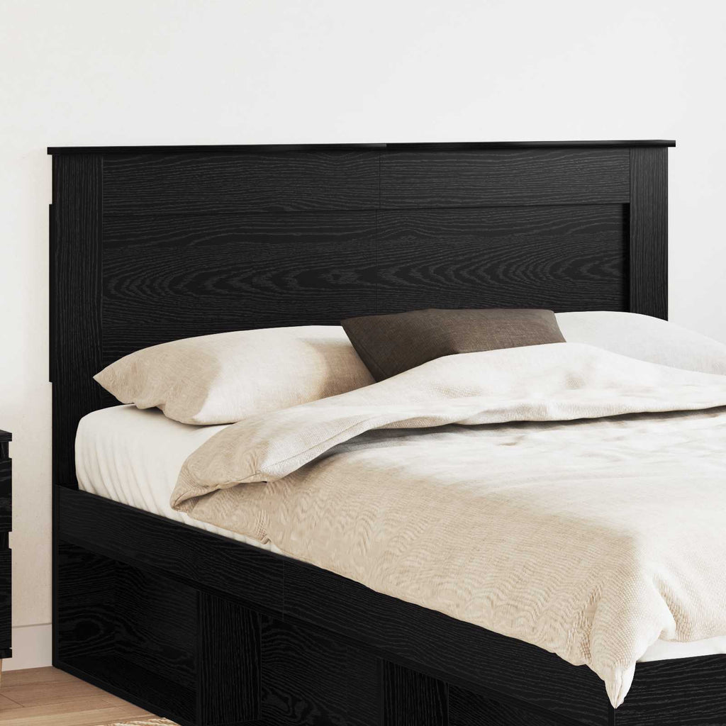 vidaXL Zagłówek Z zagłówkiem Czarny Dąb 150 cm Materiał drewnopochodny