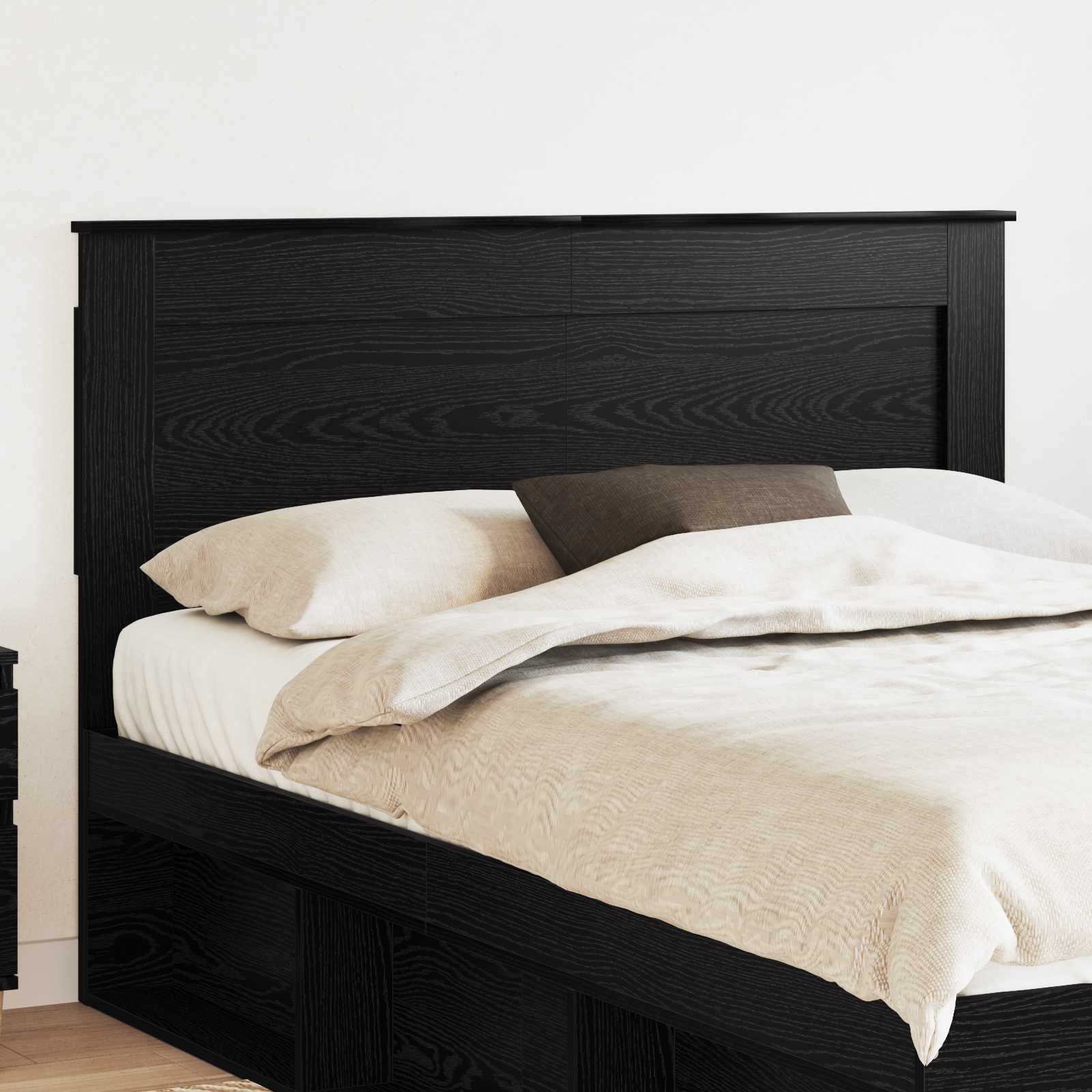 vidaXL Zagłówek Z zagłówkiem Czarny Dąb 150 cm Materiał drewnopochodny