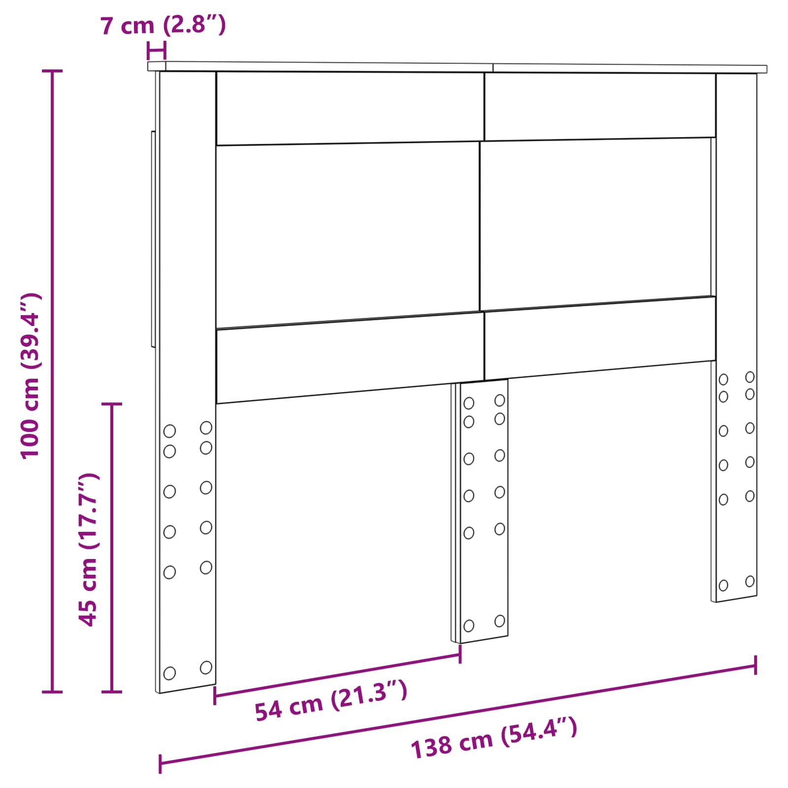 vidaXL Zagłówek Z zagłówkiem Czarny Dąb 135 cm Materiał drewnopochodny
