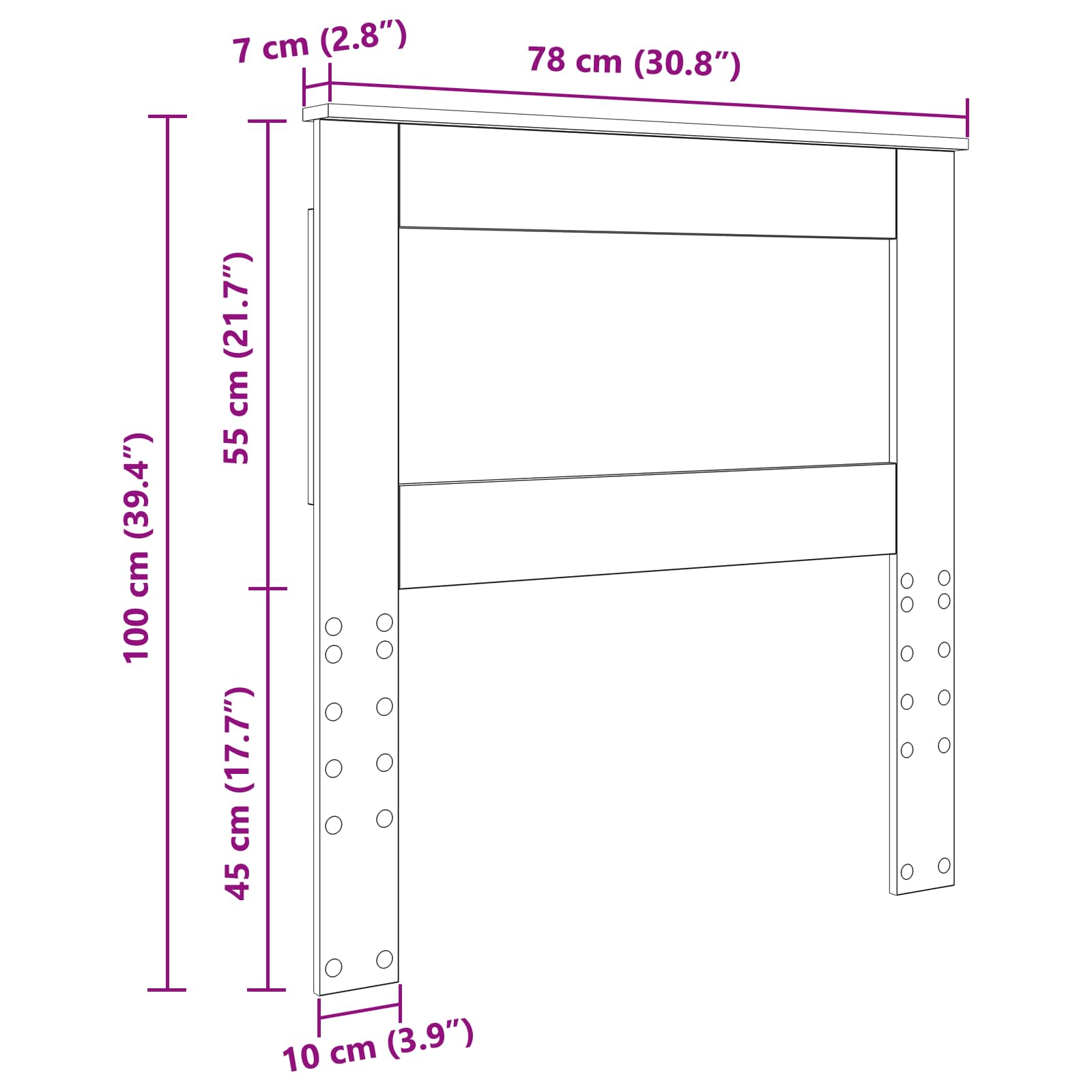 vidaXL Zagłówek Z zagłówkiem Dąb wędzony 75 cm Materiał drewnopochodny