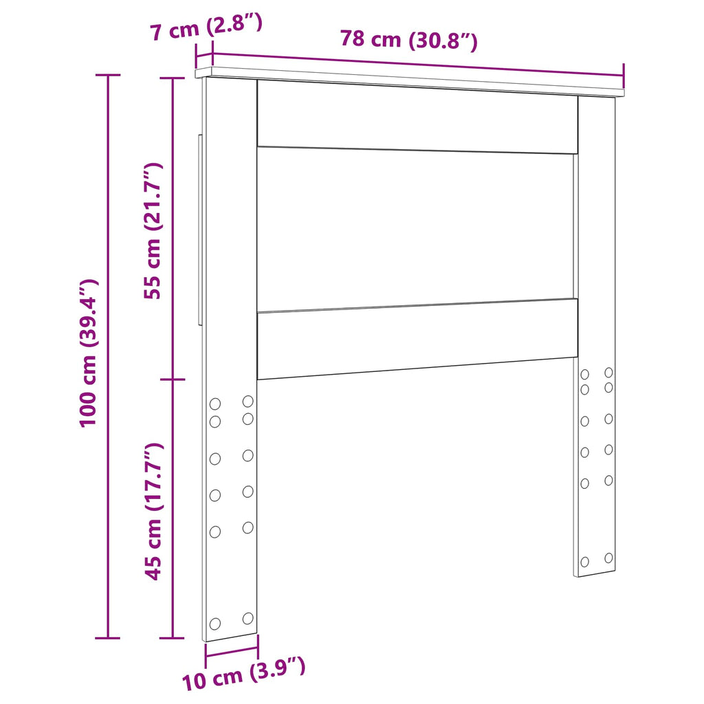 vidaXL Zagłówek Szary Sonoma 75 cm Materiał drewnopochodny