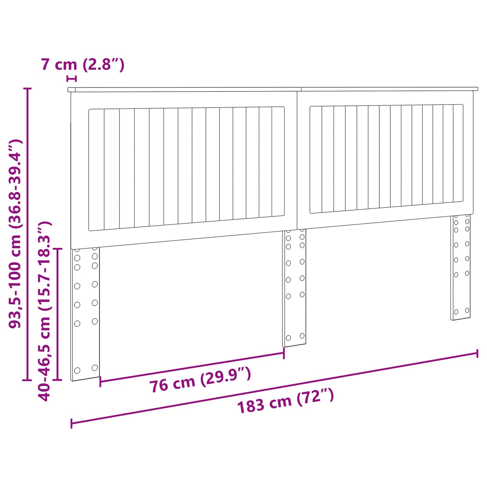vidaXL Zagłówek Z zagłówkiem Dąb Sonoma 180 cm Materiał drewnopochodny