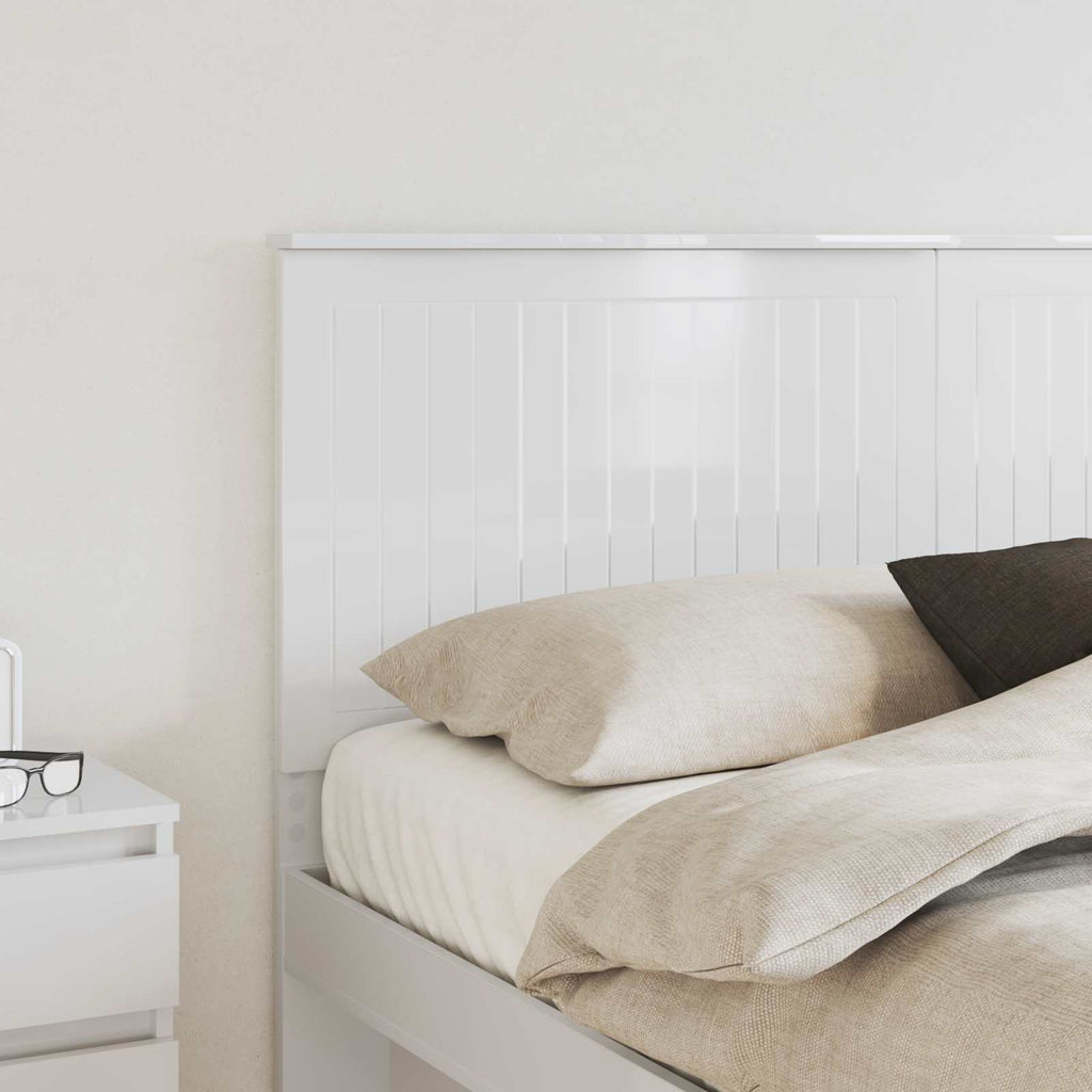 vidaXL Zagłówek Błyszcząca biel 160 cm Materiał drewnopochodny