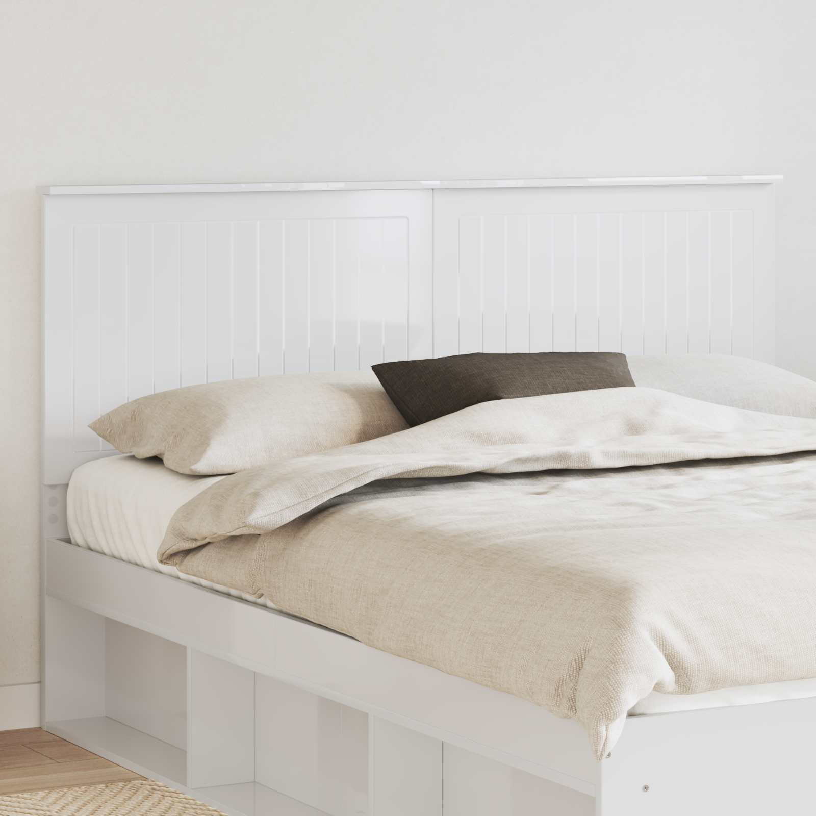 vidaXL Zagłówek Błyszcząca biel 160 cm Materiał drewnopochodny