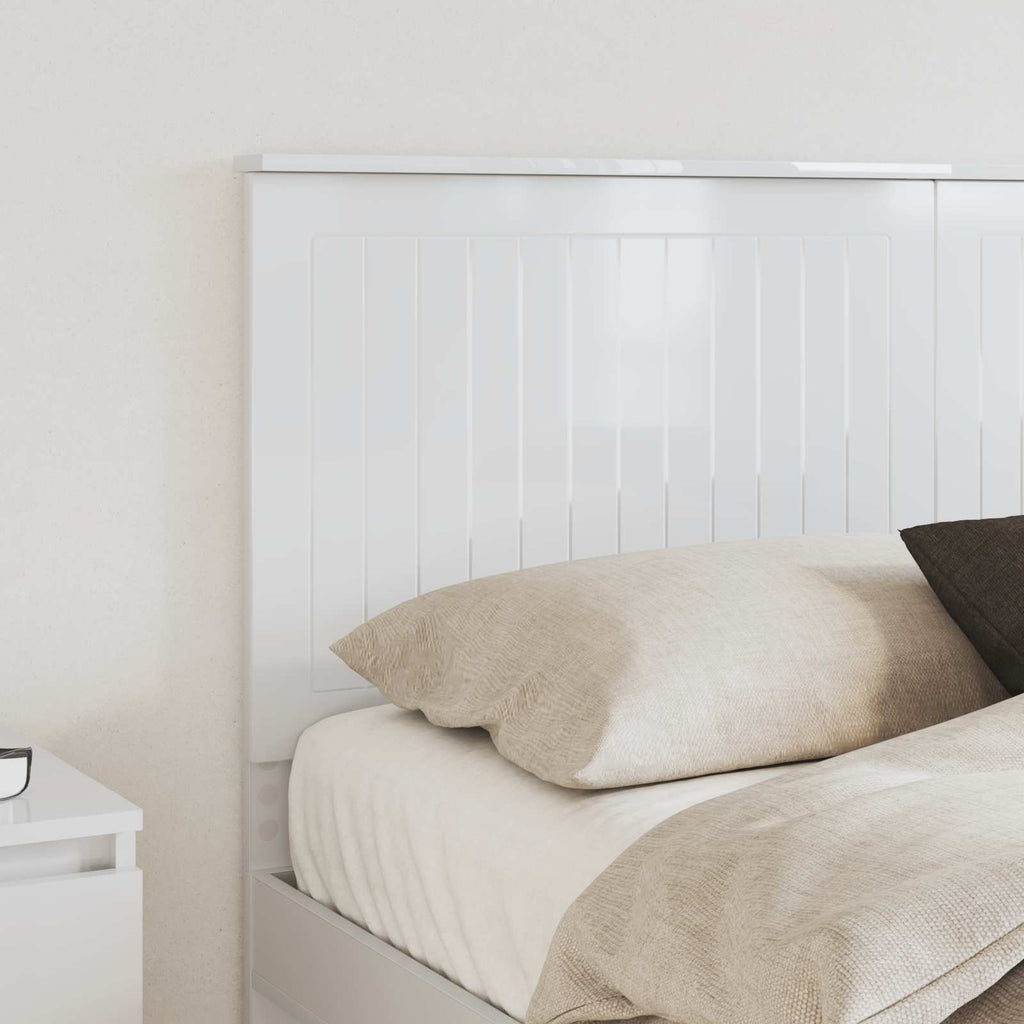 vidaXL Zagłówek Błyszcząca biel 150 cm Materiał drewnopochodny