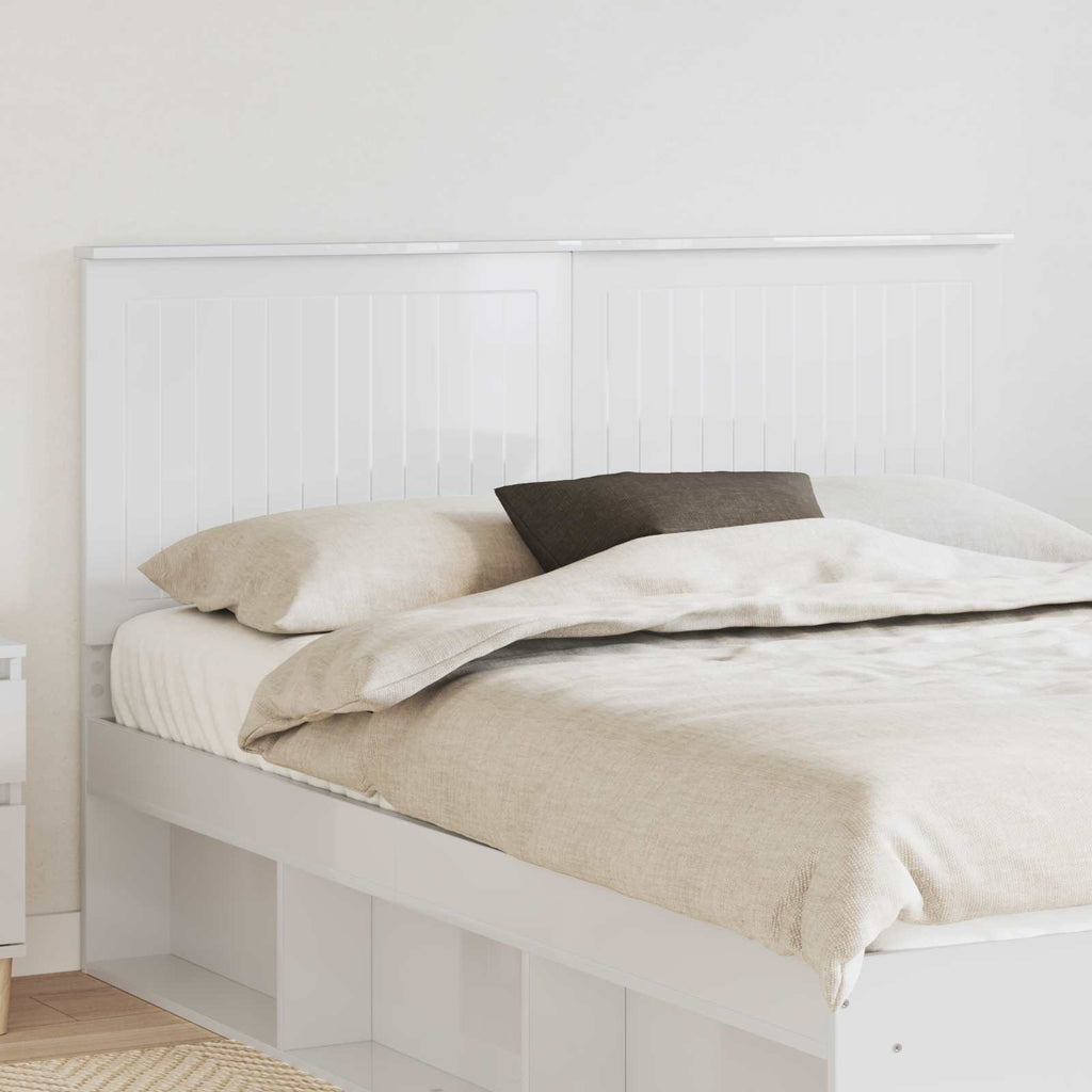vidaXL Zagłówek Błyszcząca biel 150 cm Materiał drewnopochodny